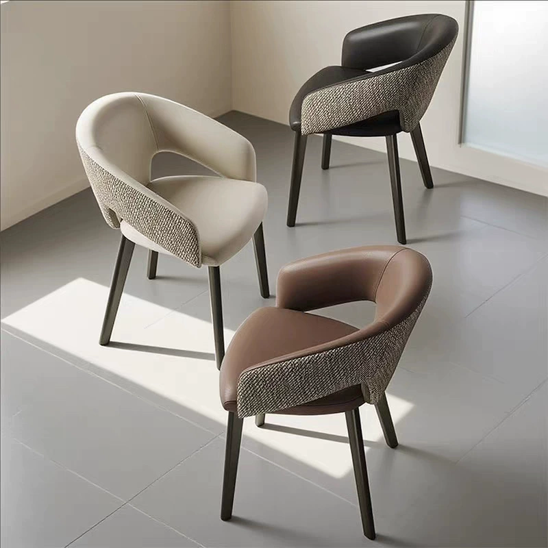 Two-Tone Fabric Curved Arm Accent Dining Chair