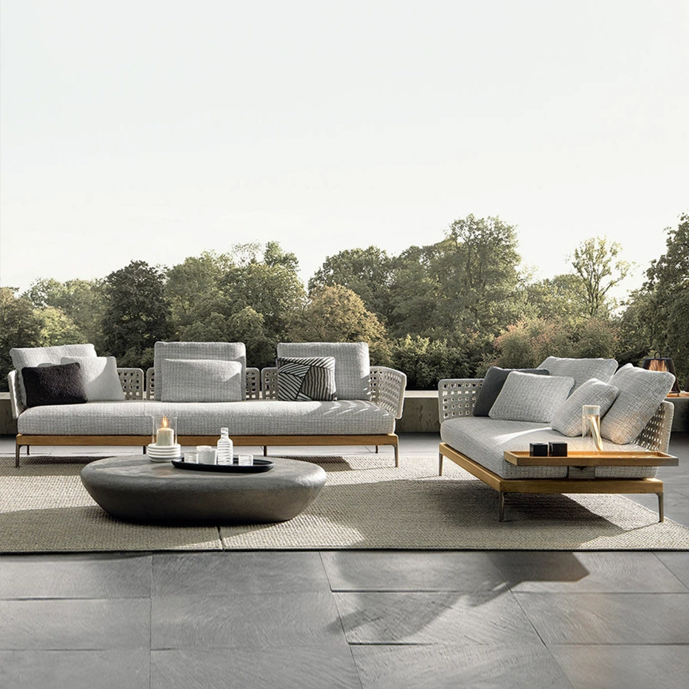 Two-Seater Fabric Sofa Set with Irregular Coffee Table